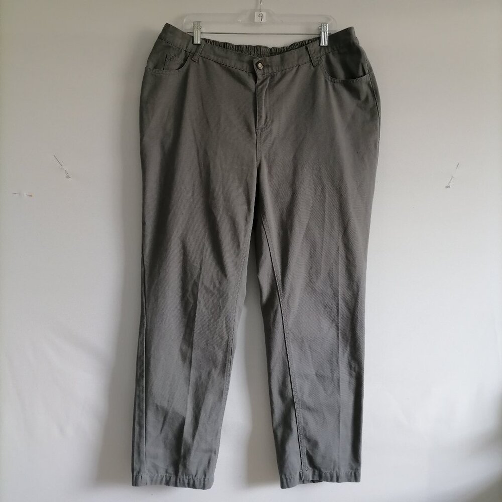 Woman Within Womens Gray High Rise Flat Front Straight Leg Ankle Pants Size 18W
